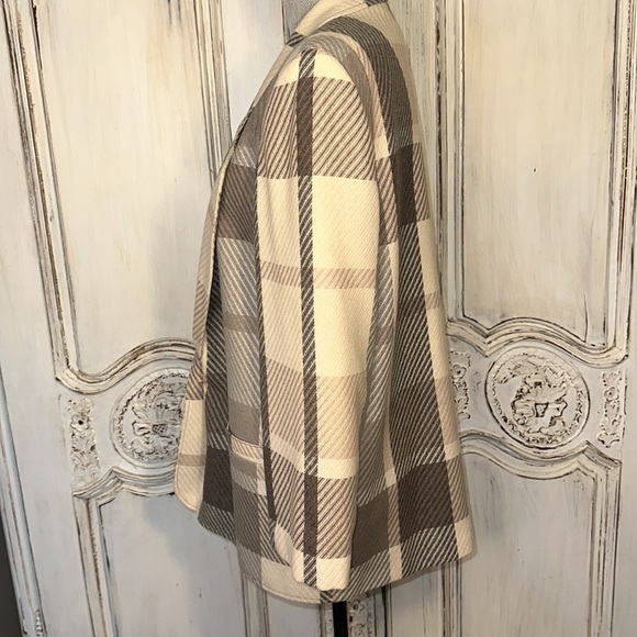 VINTAGE Joyce Sportswear Light Academia Large Neutral Plaid Blazer Jacket Size M - Picture 8 of 12